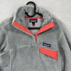 Patagonia Women's Re-Tool Medium Snap-T Pullover Gray & Coral Polartec Thermal